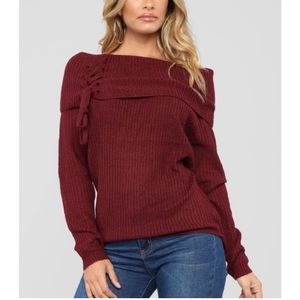 Women’s Large Tan/Brown Off the Shoulder Sweater